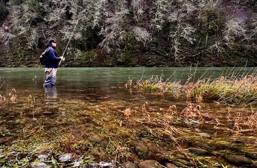 Anglers fishing for steelhead on the Lewis River.