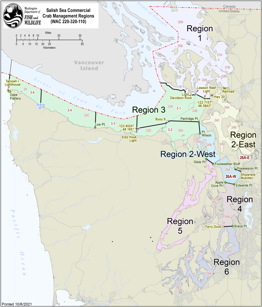 Commercial Crab Management Regions and Areas