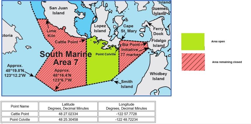 Marine Area 7 South spot shrimp terminal fishing location "Iceberg Only"