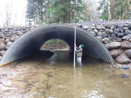 This guy is measuring a culvert