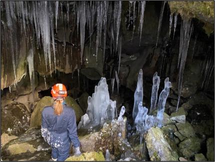 The entrance to can icy cave