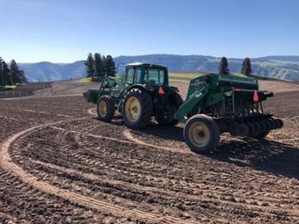 A tractor seeder in the 4-O Ranch Wildlife Area.