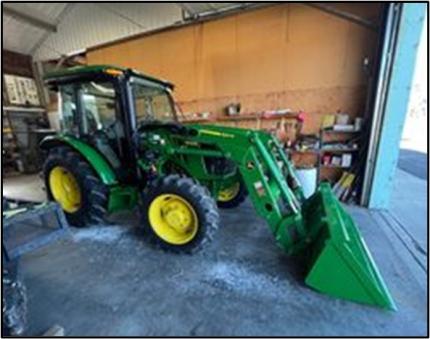 Private Lands Biologist Braaten took receipt of a new tractor and got the new tree and shrub planter on!