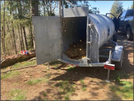 Bear trap deployed at a residence incurring damage from a black bear.