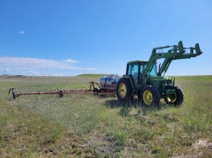 A tractor on a field