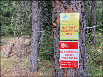 Hunting by Reservation sign by Trout Lake