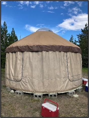 A yurt being assembled