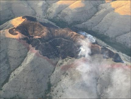 An arial shot of a fire