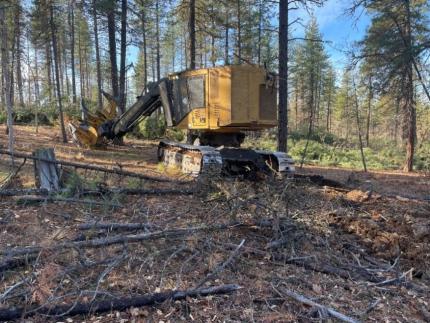 Heavy machine collecting logs