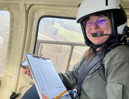 Specialist Budnick collecting data during the flight. 