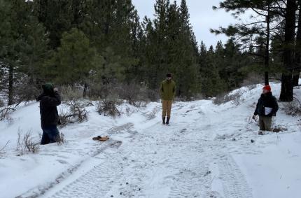 Staff members examining a culvert