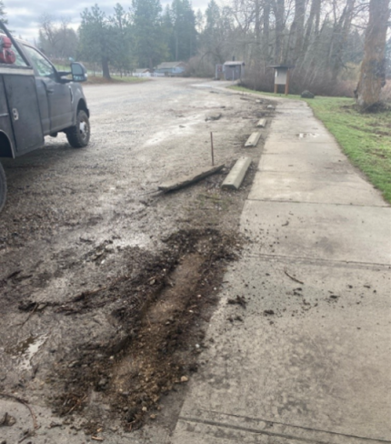 After the parking blocks were removed at Eloika Lake.