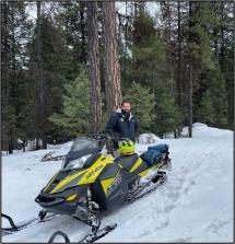 A snowmobile