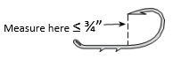 Example of how to measure hook gap by using distance measured between point and shank.